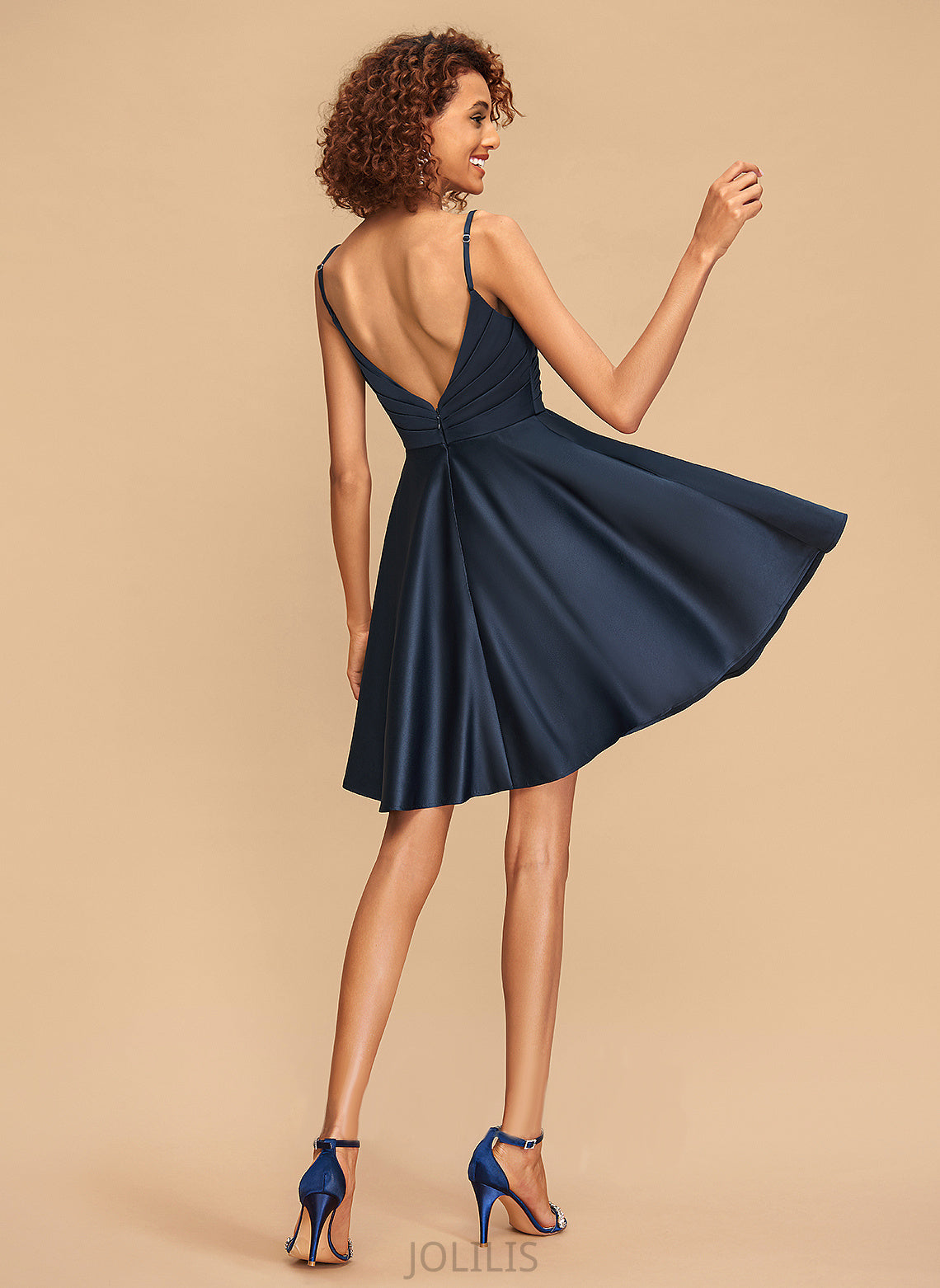 Dress Homecoming With Homecoming Dresses A-Line Beading Sequins Ruffle V-neck Short/Mini Satin Azul