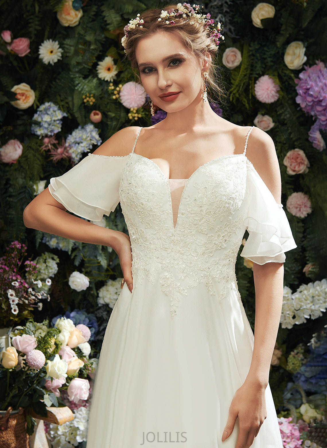 Sweetheart Train Wedding Dresses Ruffle Organza Dress A-Line Beading With Sequins Wedding Melinda Court