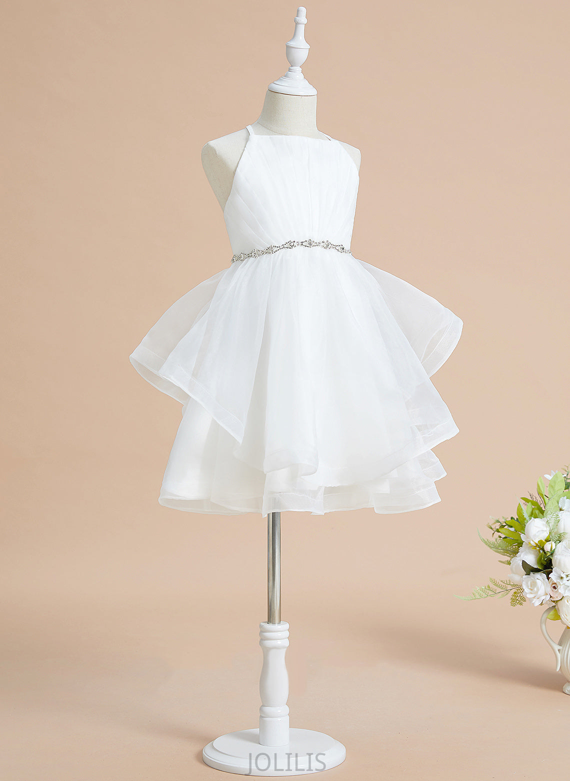 Square Alexia Neckline Sleeveless Flower With Dress - Girl Knee-length Beading A-Line Flower Girl Dresses Tulle