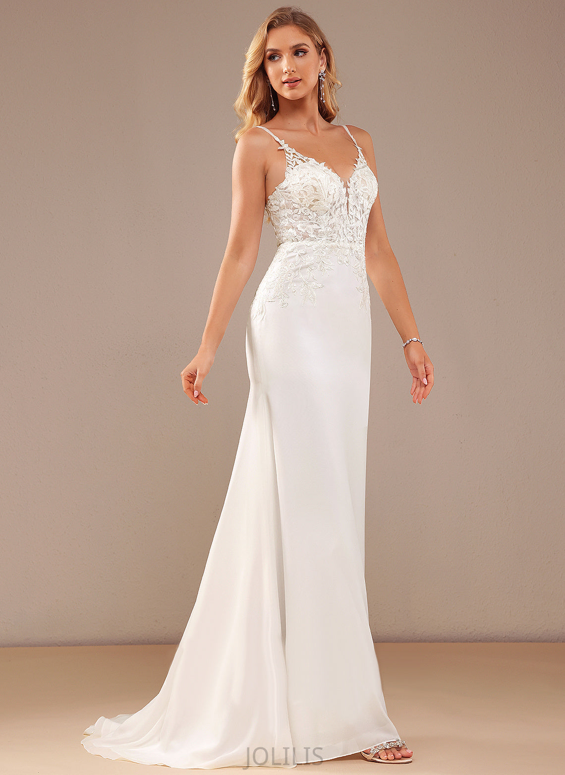 Dress V-neck Elena Court Beading With Trumpet/Mermaid Lace Train Wedding Dresses Chiffon Wedding