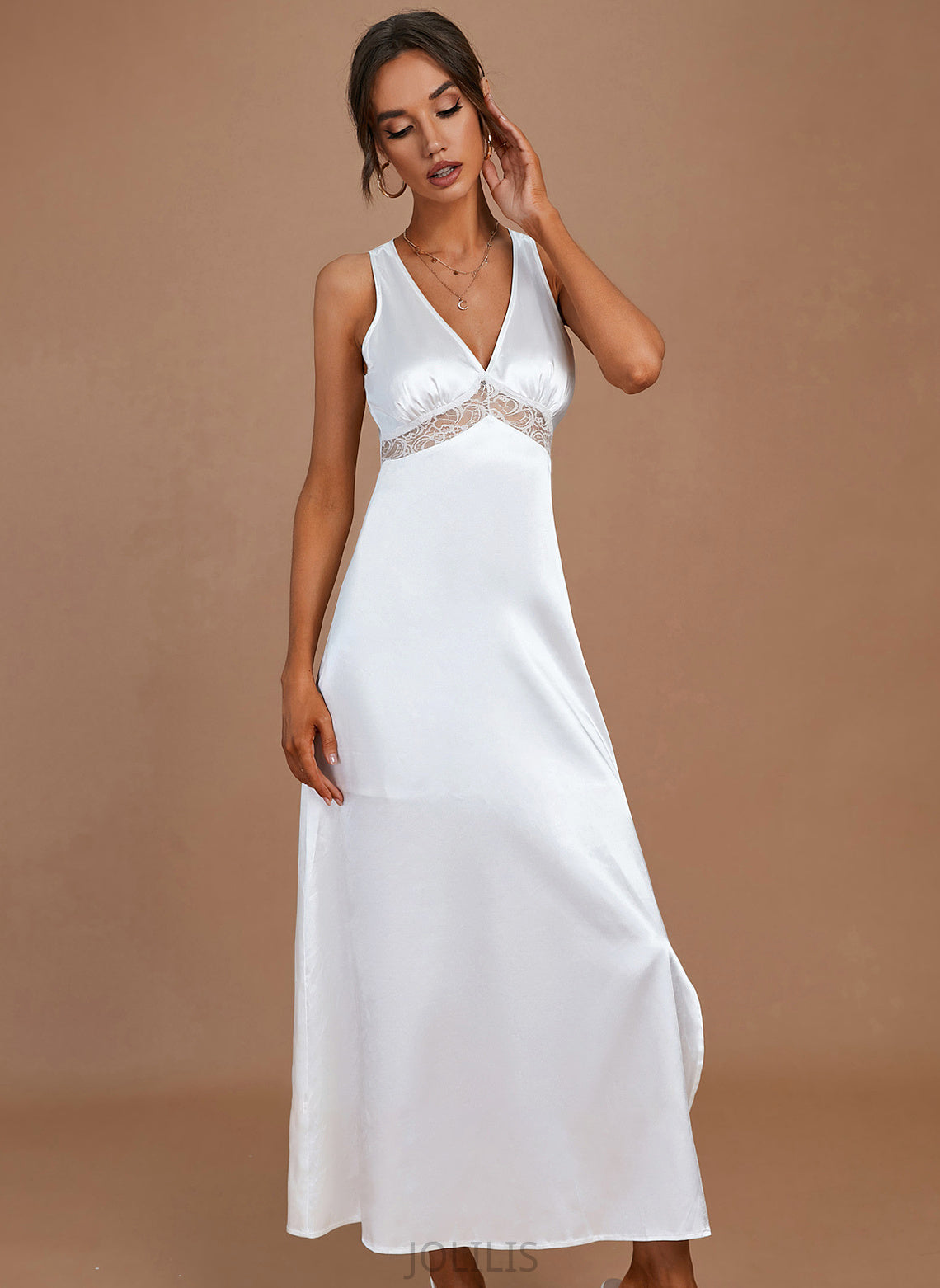 Wedding Wedding Dresses Ankle-Length V-neck Sheath/Column Dress Jode