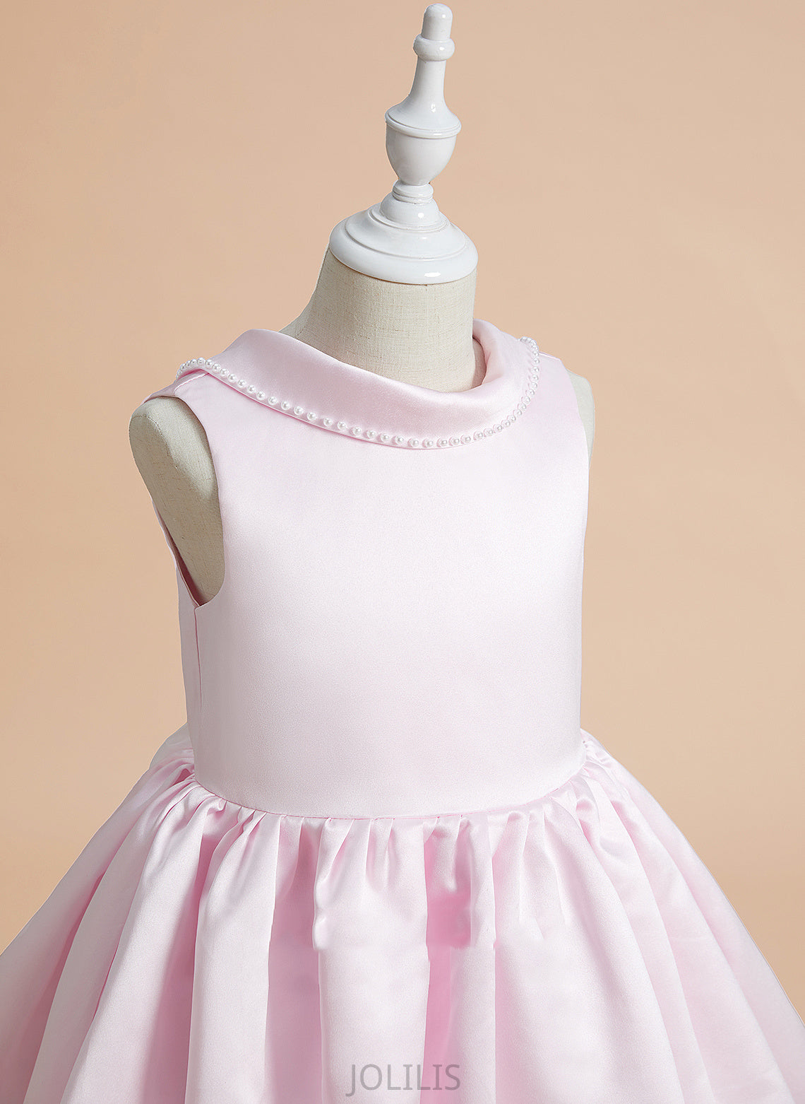 Flower Amelie Beading/Bow(s) Satin Scoop Knee-length - Flower Girl Dresses Dress Neck Sleeveless With A-Line Girl