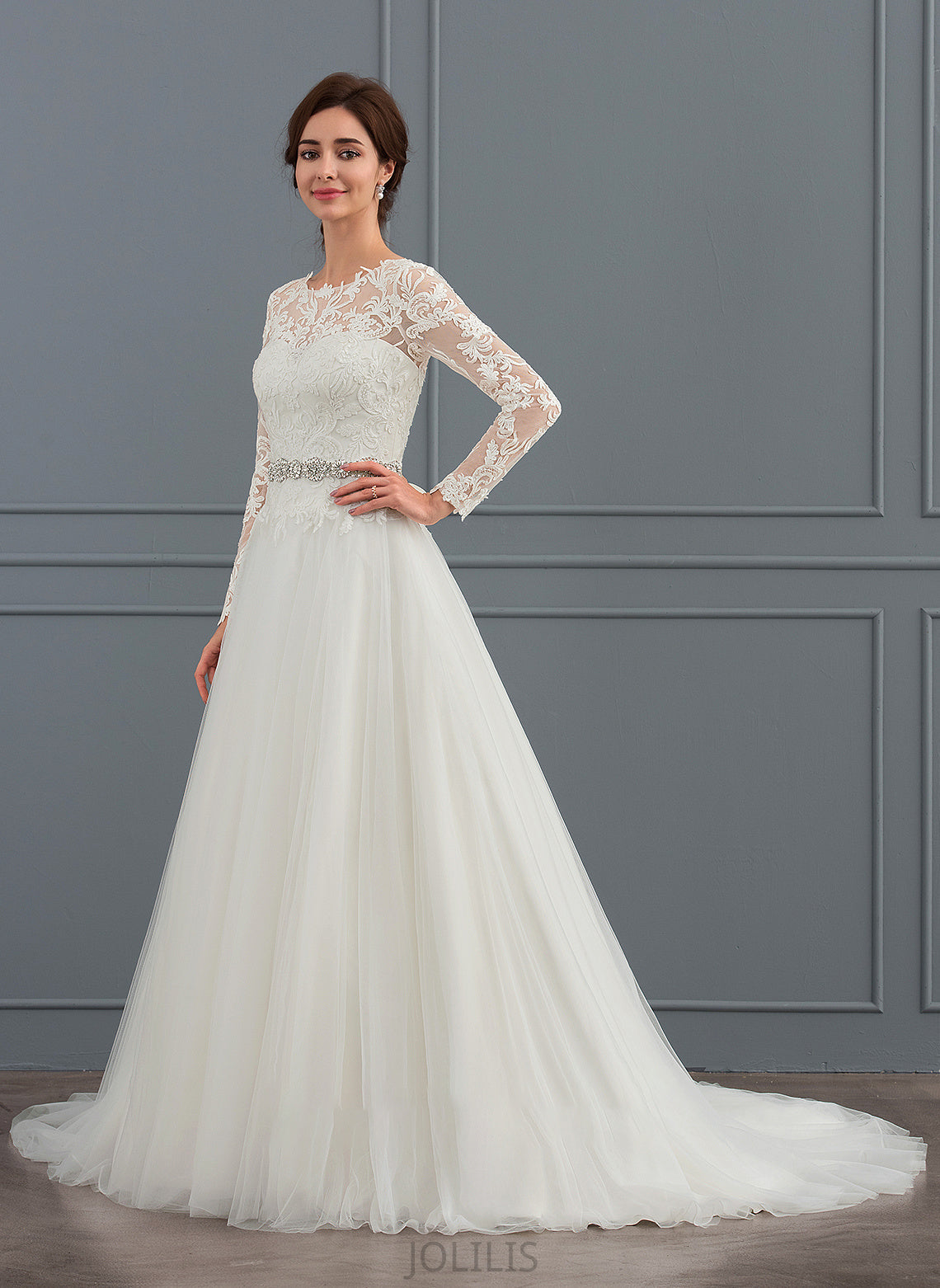 Scoop Wedding Train Dress Ball-Gown/Princess Jenna Tulle Sweep Wedding Dresses Neck