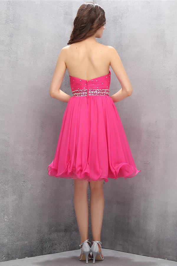 Sweetheart Chiffon Rose Beading Homecoming Dresses Prom Dresses ED87