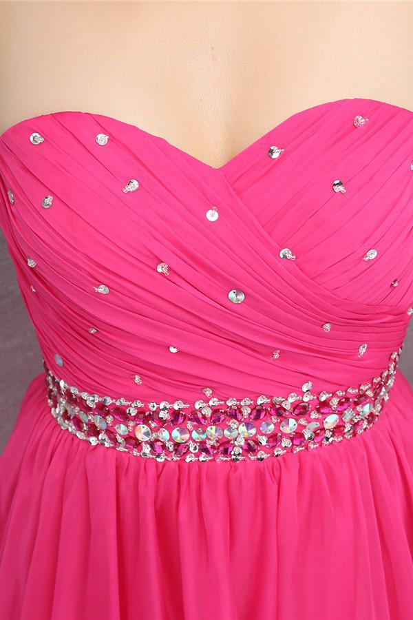 Sweetheart Chiffon Rose Beading Homecoming Dresses Prom Dresses ED87