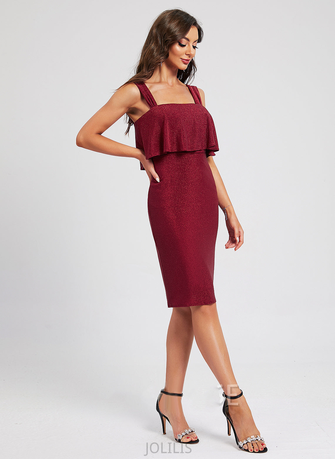 Homecoming Annie Knee-Length Neckline With Square Homecoming Dresses Dress Ruffle Sheath/Column