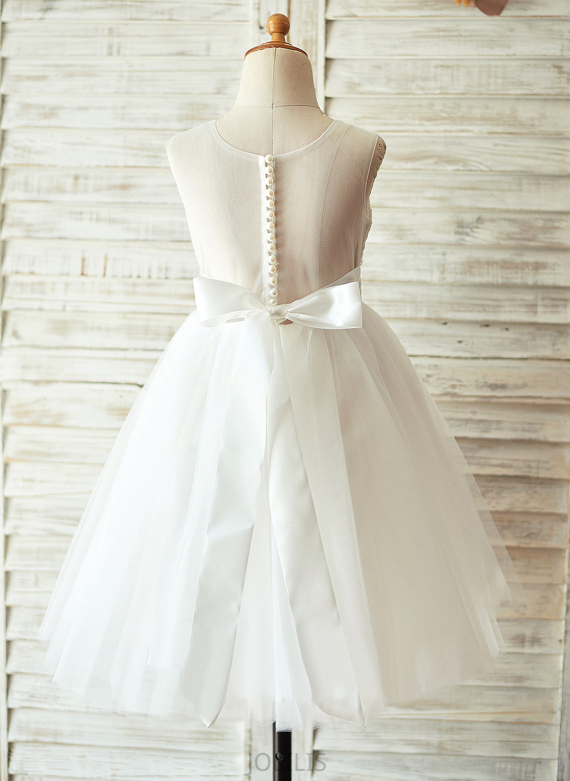 A-Line Sleeveless Scoop Bow(s) Girl Knee-length Tulle/Lace Flower Girl Dresses With - Kate Flower Neck Dress