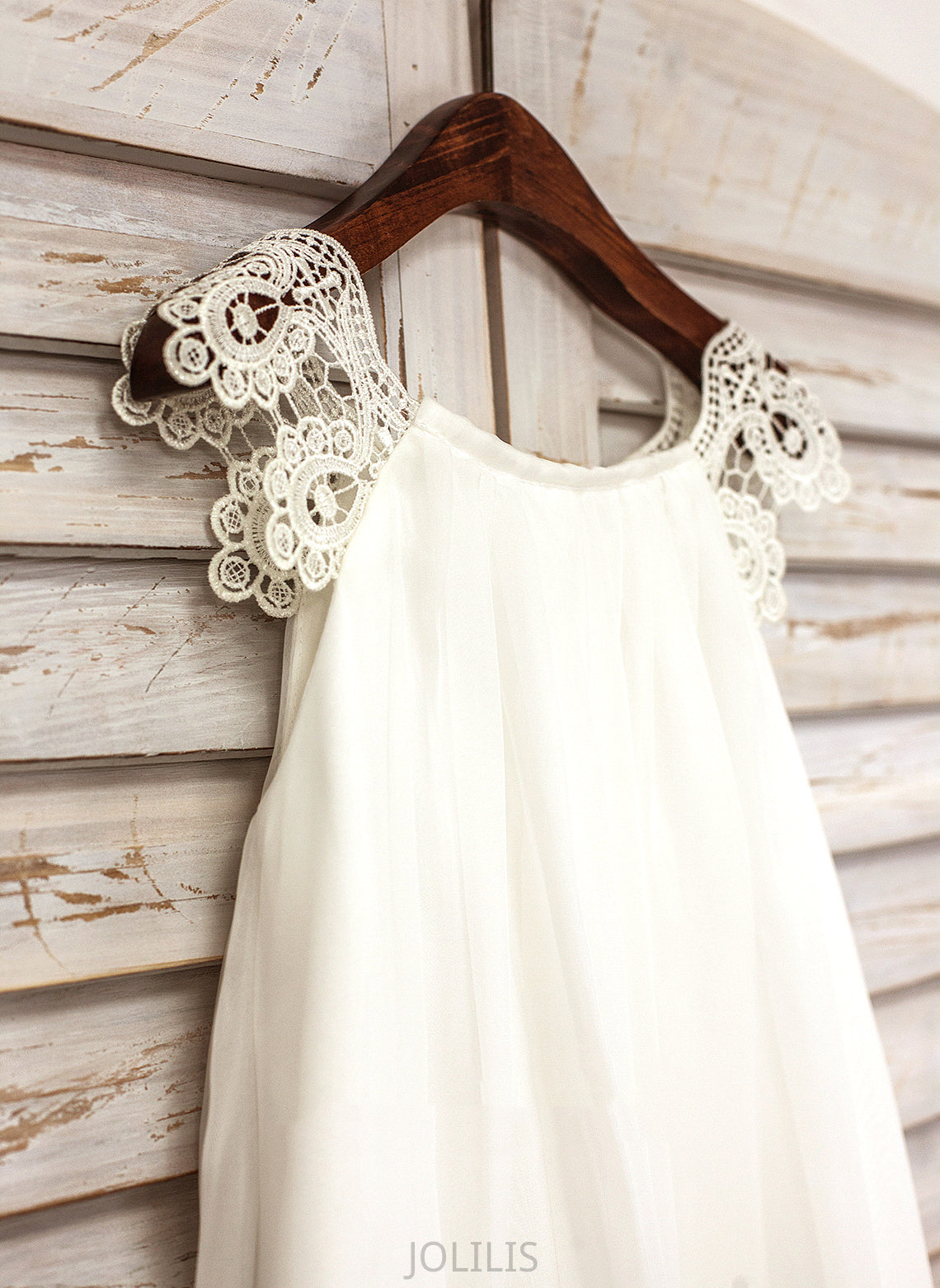 Flower Chiffon Lace Knee-length A-Line - Sleeveless Dress With Scoop Girl Flower Girl Dresses Genevieve Neck