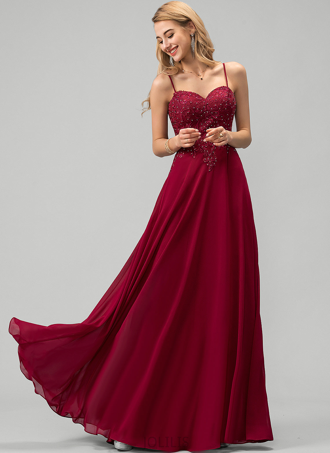 Chiffon With Prom Dresses Lace Cornelia Sweetheart Floor-Length Rhinestone A-Line