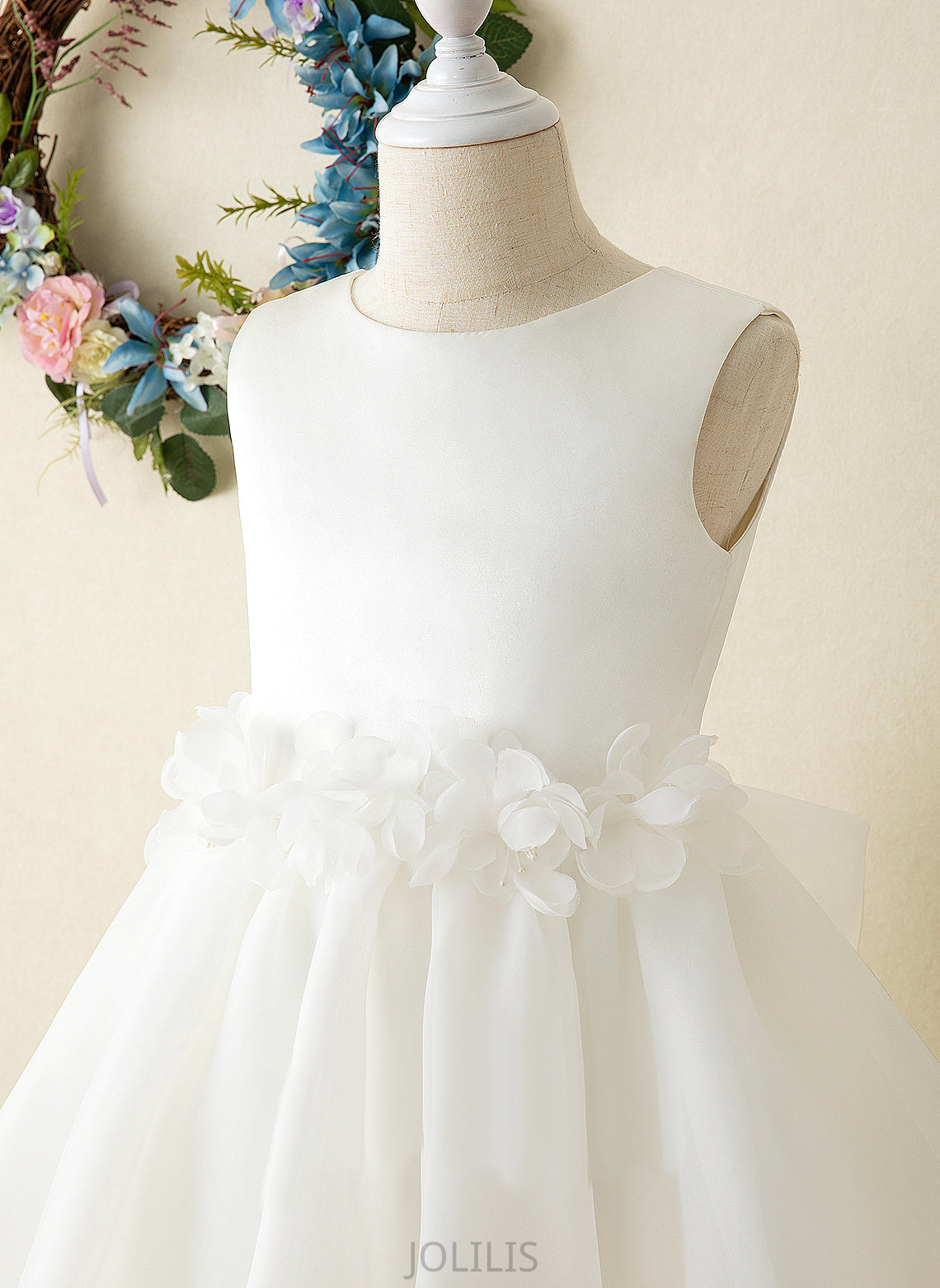 Eileen Sleeveless Organza Dress Scoop Flower Girl Dresses Flower Neck A-Line - Knee-length Girl