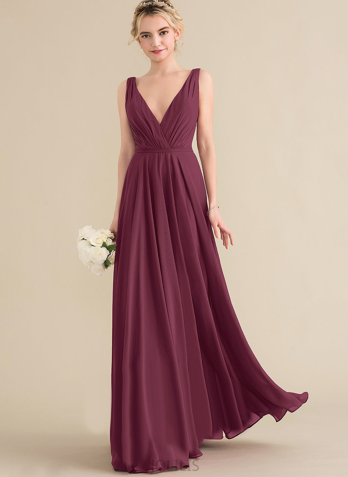 Prom Dresses Pleated Jemima Floor-Length With Chiffon A-Line V-neck