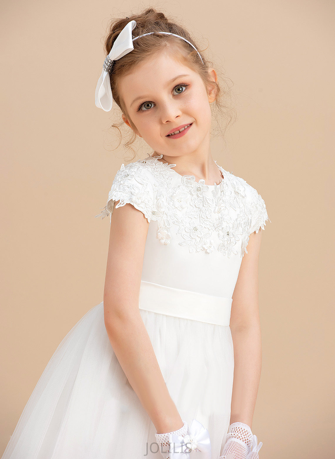 Neck Ball Flower Scoop Beading/Appliques With - Dress Satin/Tulle Flower Girl Dresses Sleeveless Girl Gown Monique Floor-length