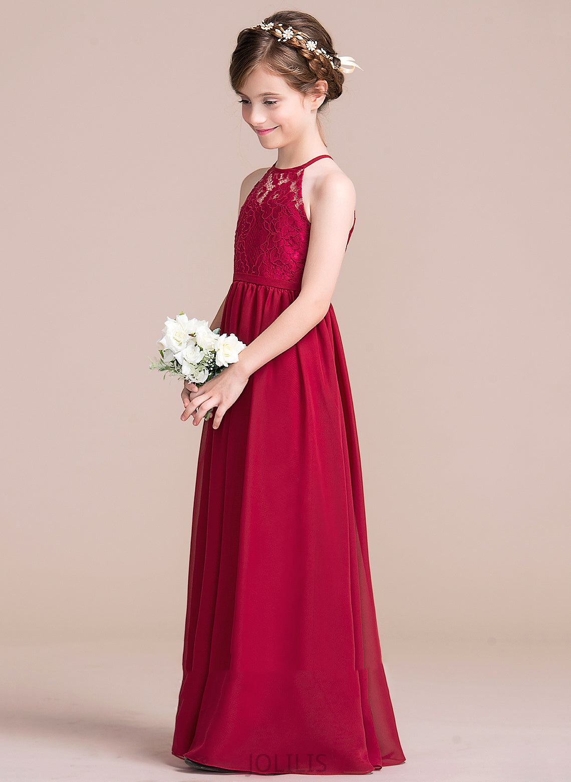 Flower Girl Dresses Scoop Flower - Dress Neck Floor-length Shannon A-Line Sleeveless Girl Chiffon/Lace