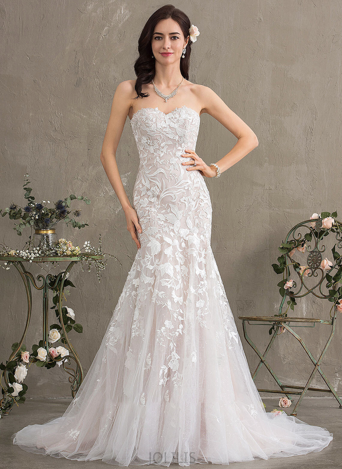 Dress Lace Wedding Dresses Tulle Trumpet/Mermaid Sweetheart Mckinley Court Wedding Train