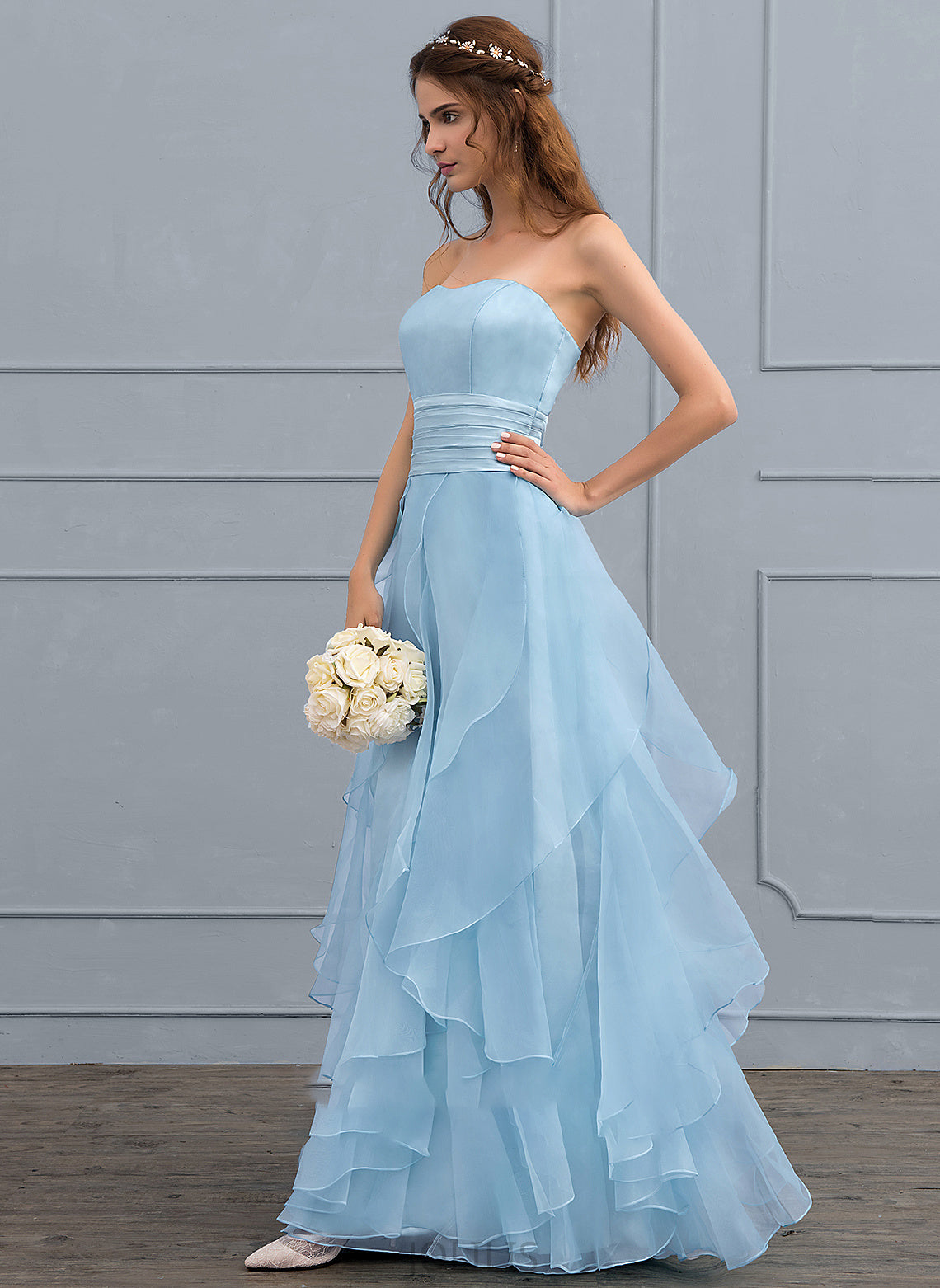 Organza Dress Cascading A-Line Wedding Wedding Dresses Sweetheart Ruffles Jocelynn Floor-Length With