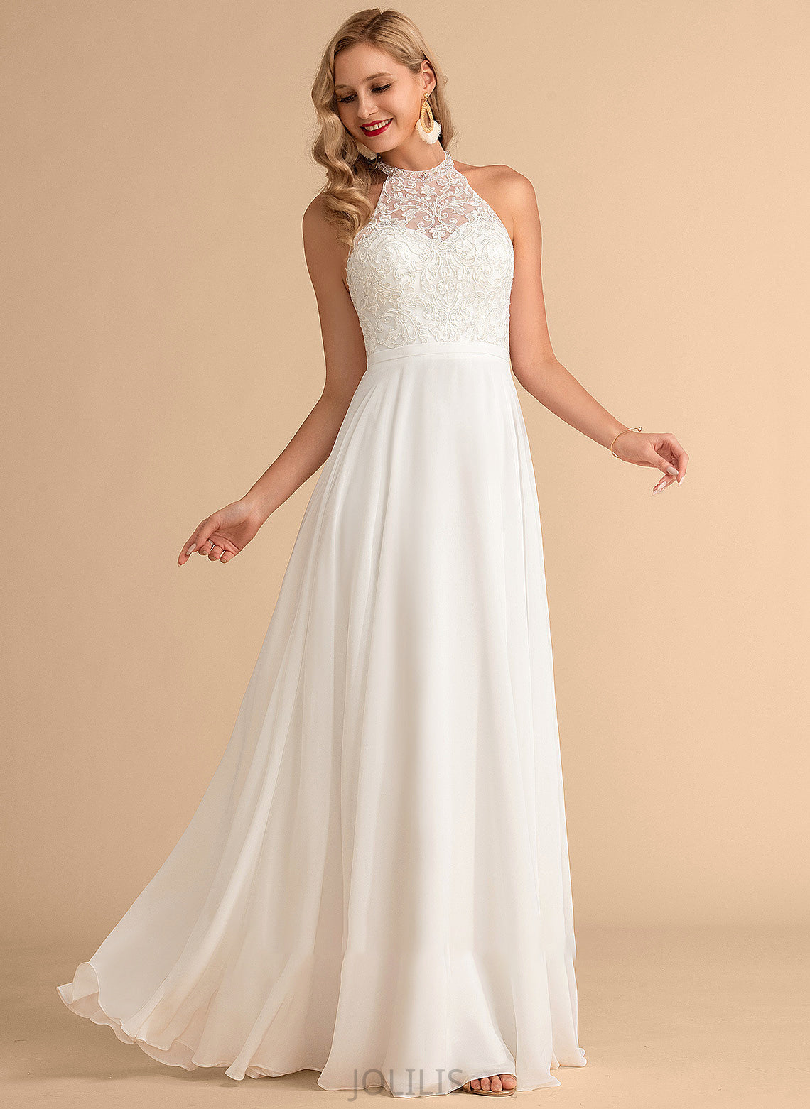 Dress Neck Vera Chiffon High Wedding Dresses Floor-Length A-Line Wedding