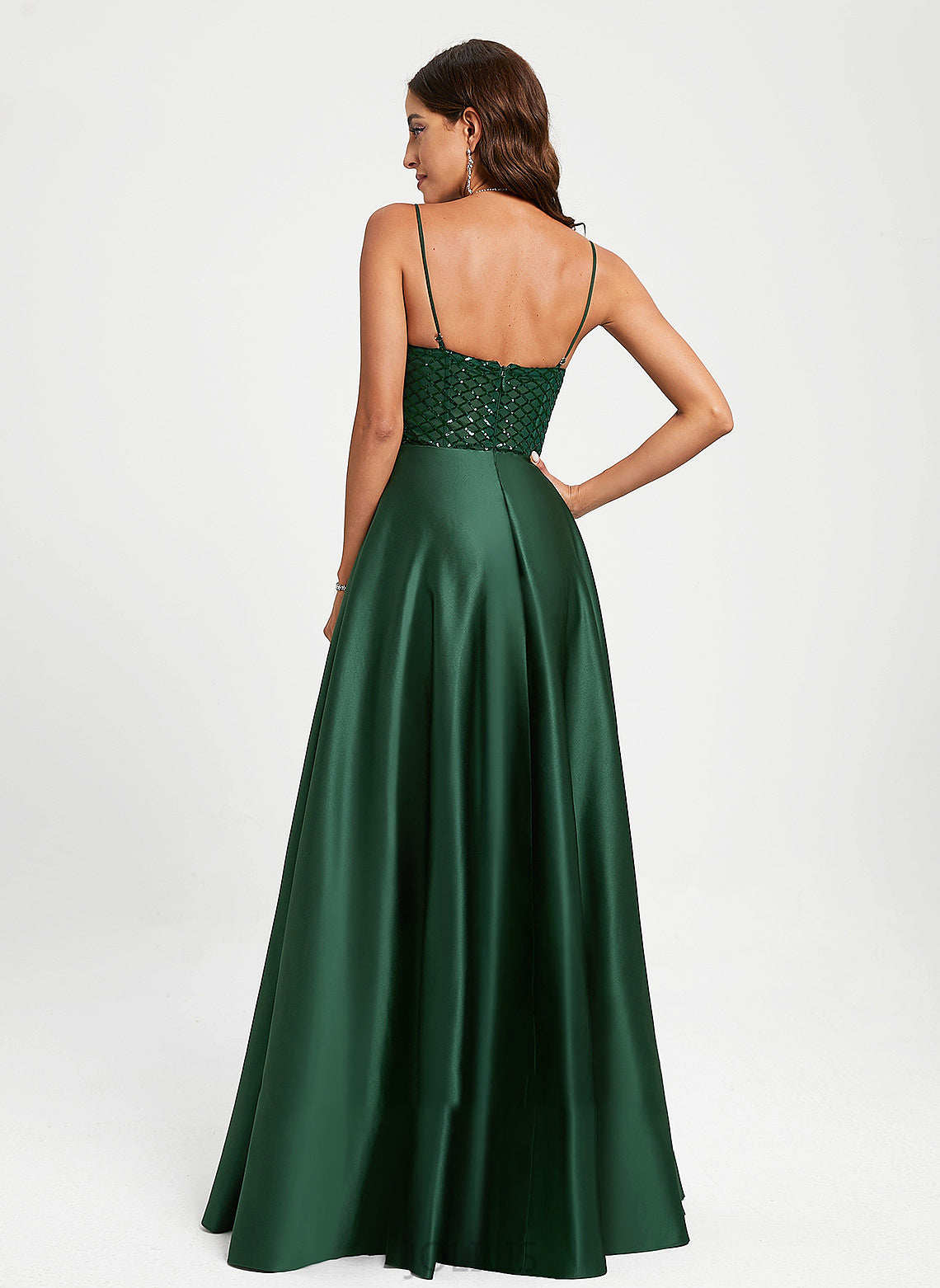 Leah A-Line Prom Dresses Sweetheart With Floor-Length Sequins Satin