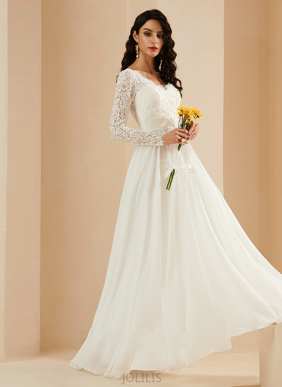 Sweep Alicia Train Wedding V-neck A-Line Lace With Dress Wedding Dresses