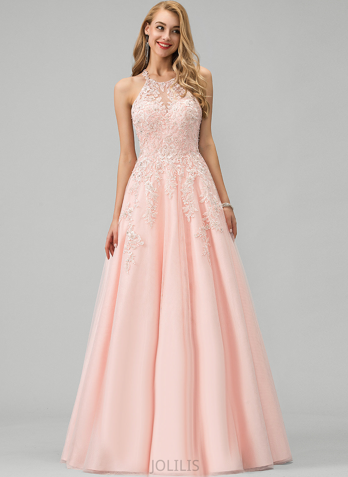 Sheila Tulle Floor-Length Beading Sequins Ball-Gown/Princess With Prom Dresses Scoop