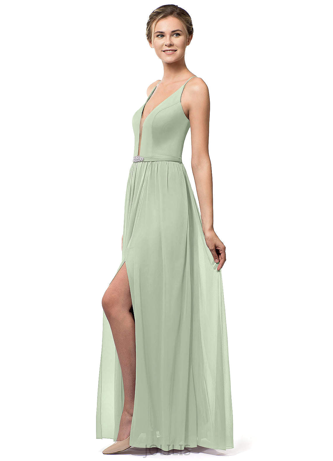 Charlee A-Line/Princess V-Neck Natural Waist Sleeveless Floor Length Bridesmaid Dresses