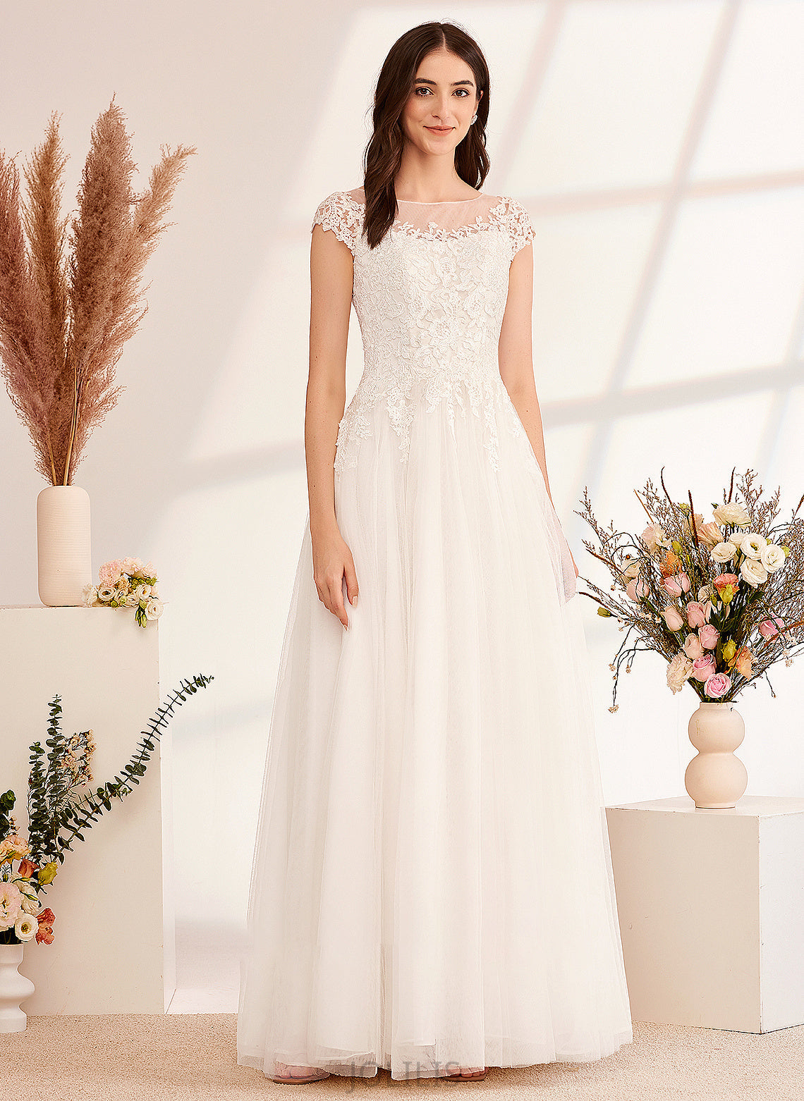 Dress Floor-Length Abril Lace With Wedding Illusion Ball-Gown/Princess Wedding Dresses