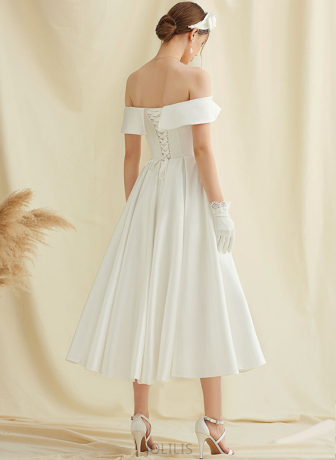 Renata Dress Satin Tea-Length A-Line Wedding Wedding Dresses