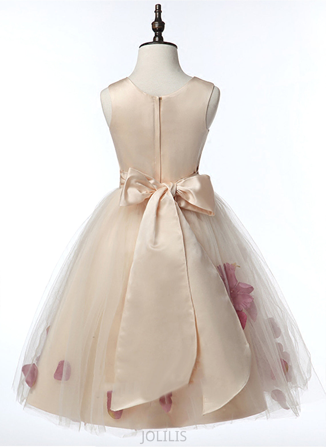 With Sleeveless Knee-length Laura Scoop Satin/Tulle Dress - Flower Girl Dresses Girl Flower Flower(s) Neck A-Line