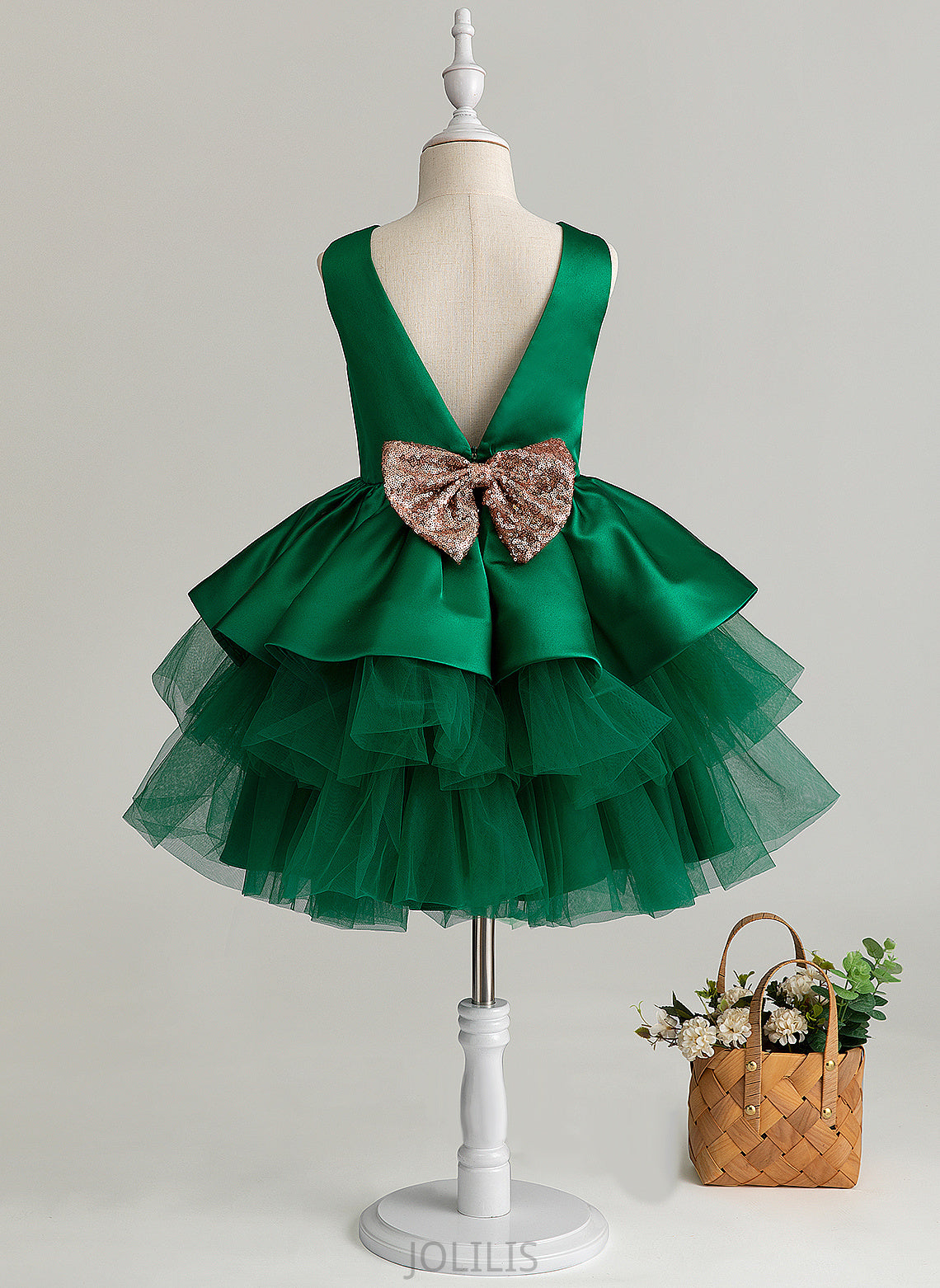 Ball-Gown/Princess - Andrea Girl Knee-length With Bow(s) Sleeveless Neck Dress Flower Scoop Flower Girl Dresses Tulle