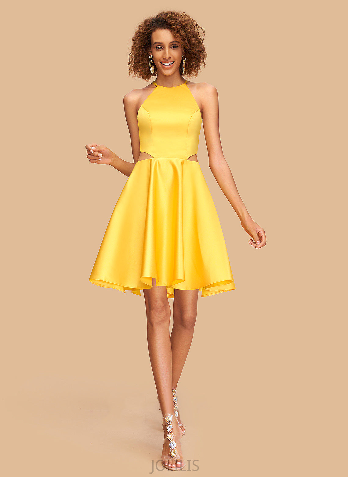 Neck Homecoming Homecoming Dresses Satin A-Line Scoop Adyson Short/Mini Dress