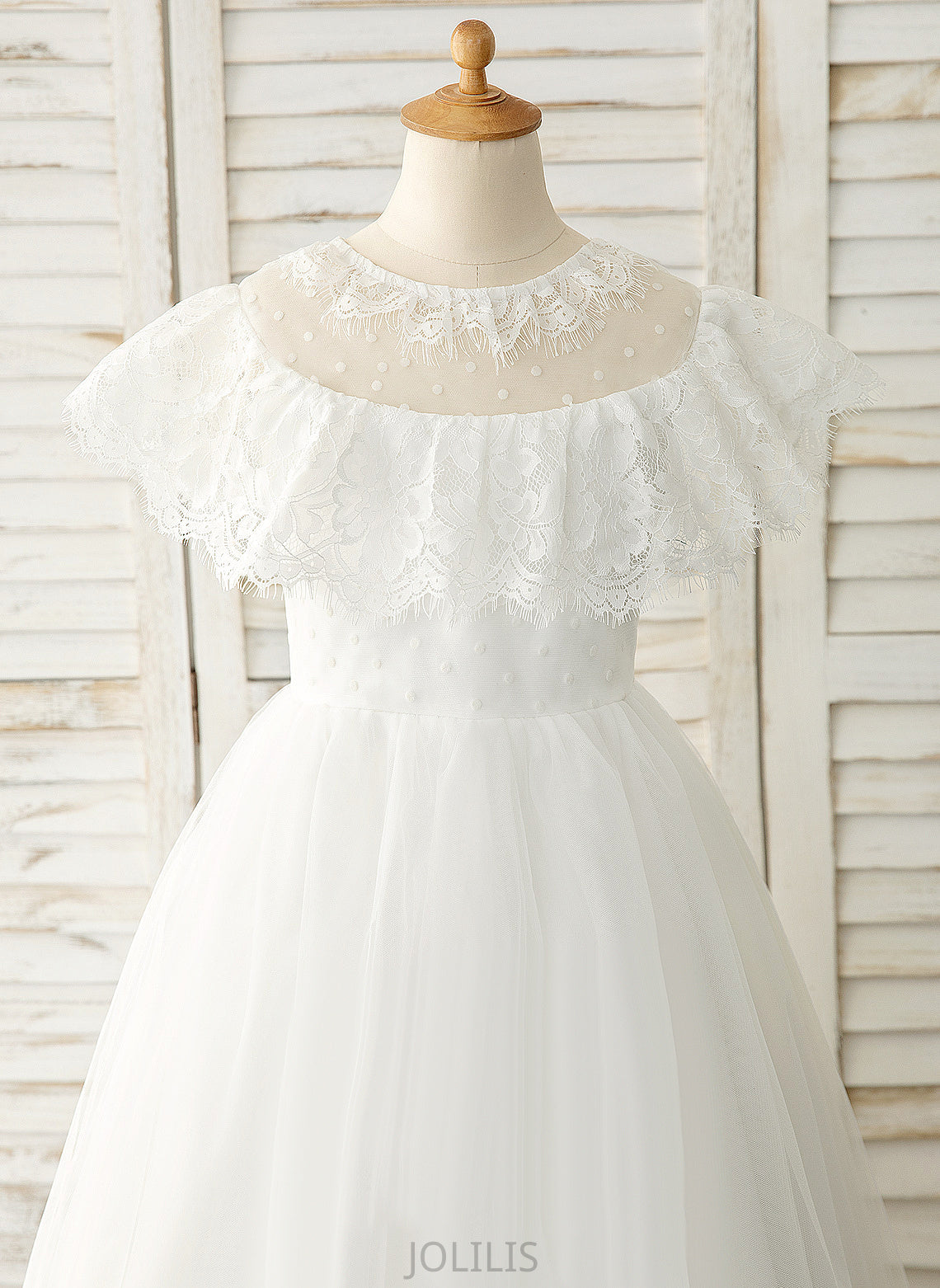 Sleeveless Flower Girl Dresses A-Line Neck Girl Floor-length Dress - Dakota Flower Scoop Tulle/Lace