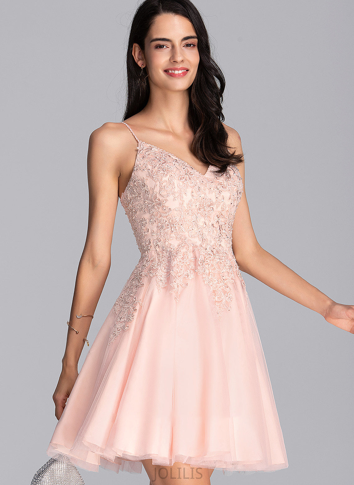 Prom Dresses With Belen Tulle A-Line Beading Sequins V-neck Short/Mini