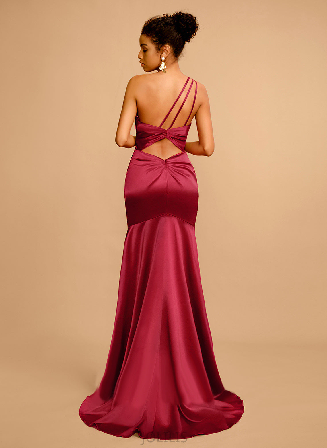 Prom Dresses Pleated Satin With Sheath/Column Train Sweep One-Shoulder Meredith