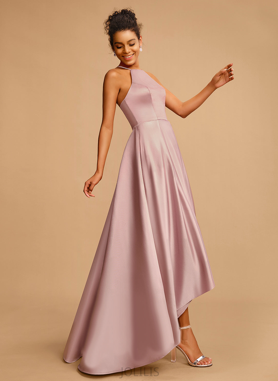 Square A-Line Asymmetrical Prom Dresses Mikayla Satin