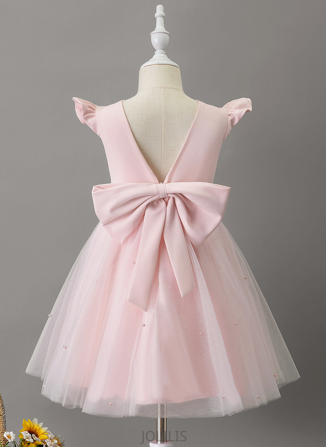 Dress With A-Line Azaria Ruffles/Beading/Bow(s) - Sleeveless Flower Girl Dresses Flower Girl Knee-length Neck Tulle Scoop