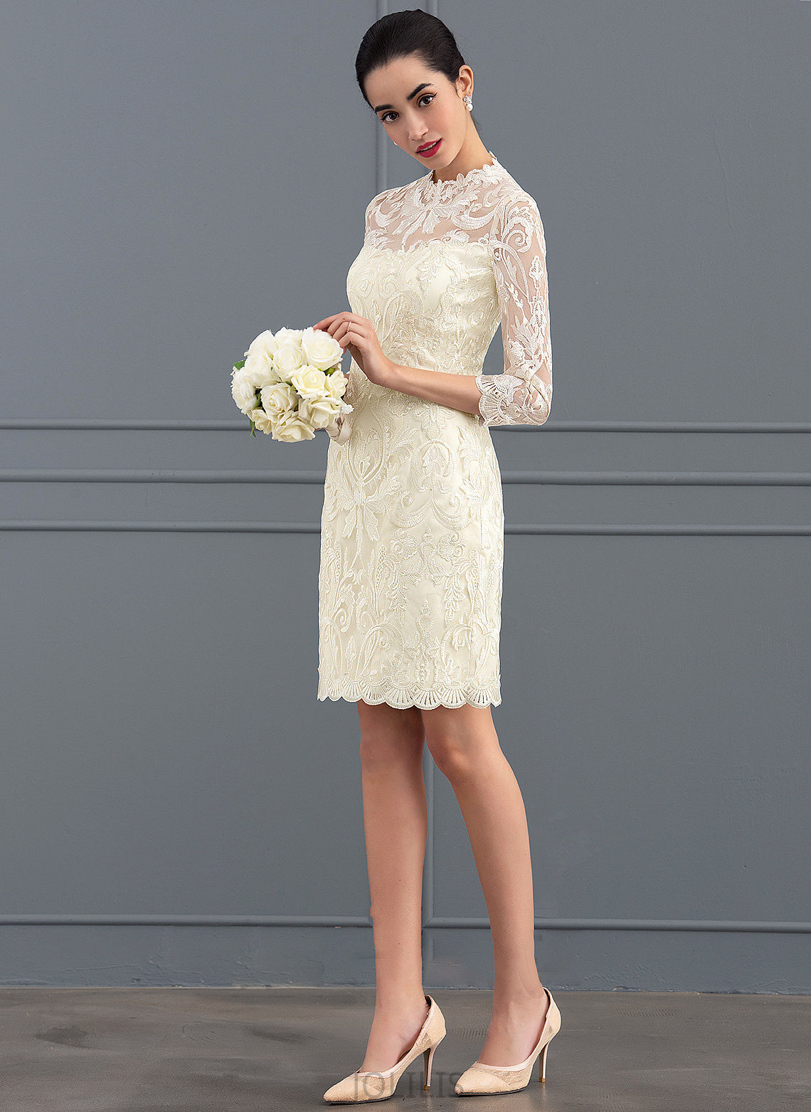 Sheath/Column High Knee-Length Dress Charlize Wedding Neck Lace Wedding Dresses