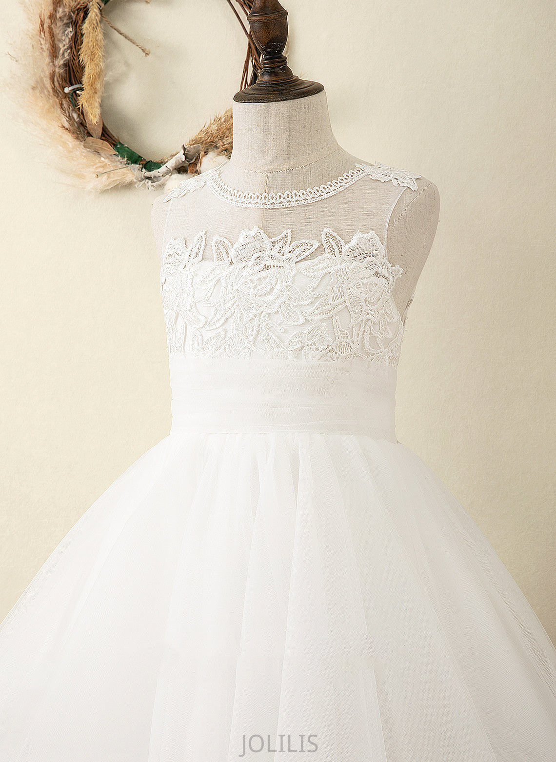 Knee-length Girl - A-Line Flower Girl Dresses Tulle/Lace Dress Neck Scoop Sleeveless Elianna Flower