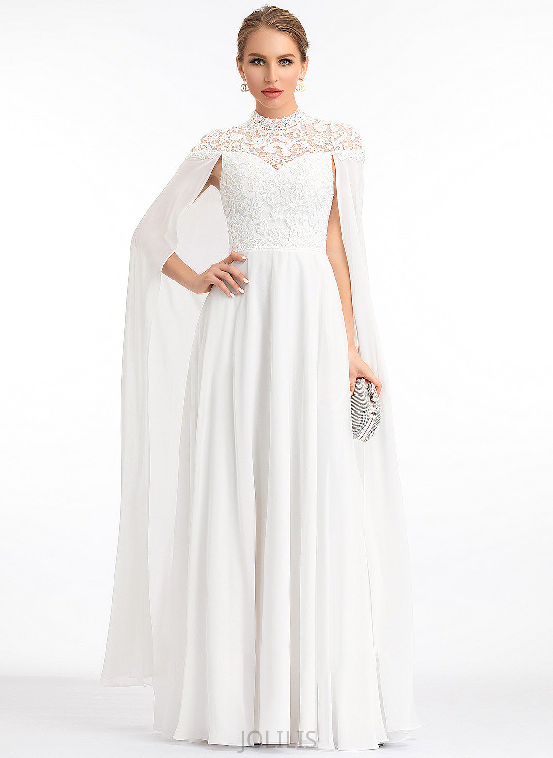 Wedding Dresses A-Line Wedding High Floor-Length Neck Chiffon Simone Dress