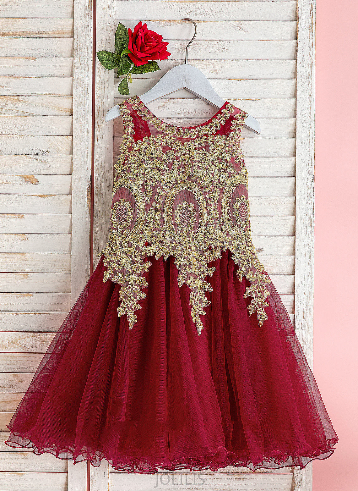 Knee-length Scoop Sleeveless Lace - Dress Marely Neck A-Line Girl Flower Girl Dresses With Tulle Flower