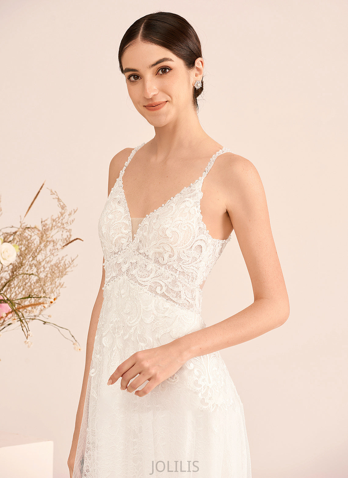 Wedding Dresses V-neck Train With Court Beading Brielle Dress A-Line Wedding