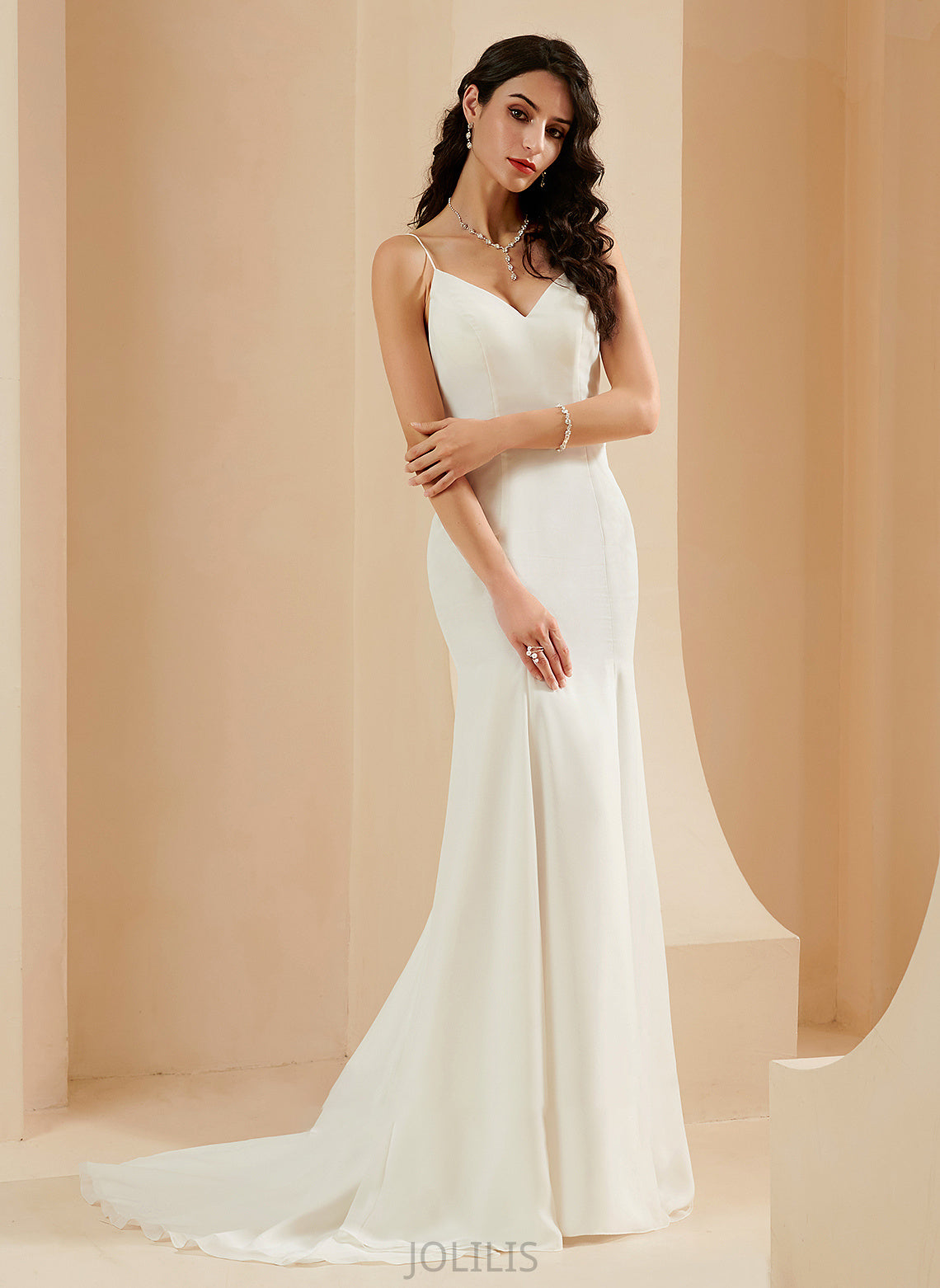 Wedding Dresses Court Trumpet/Mermaid Train Perla Wedding Dress V-neck