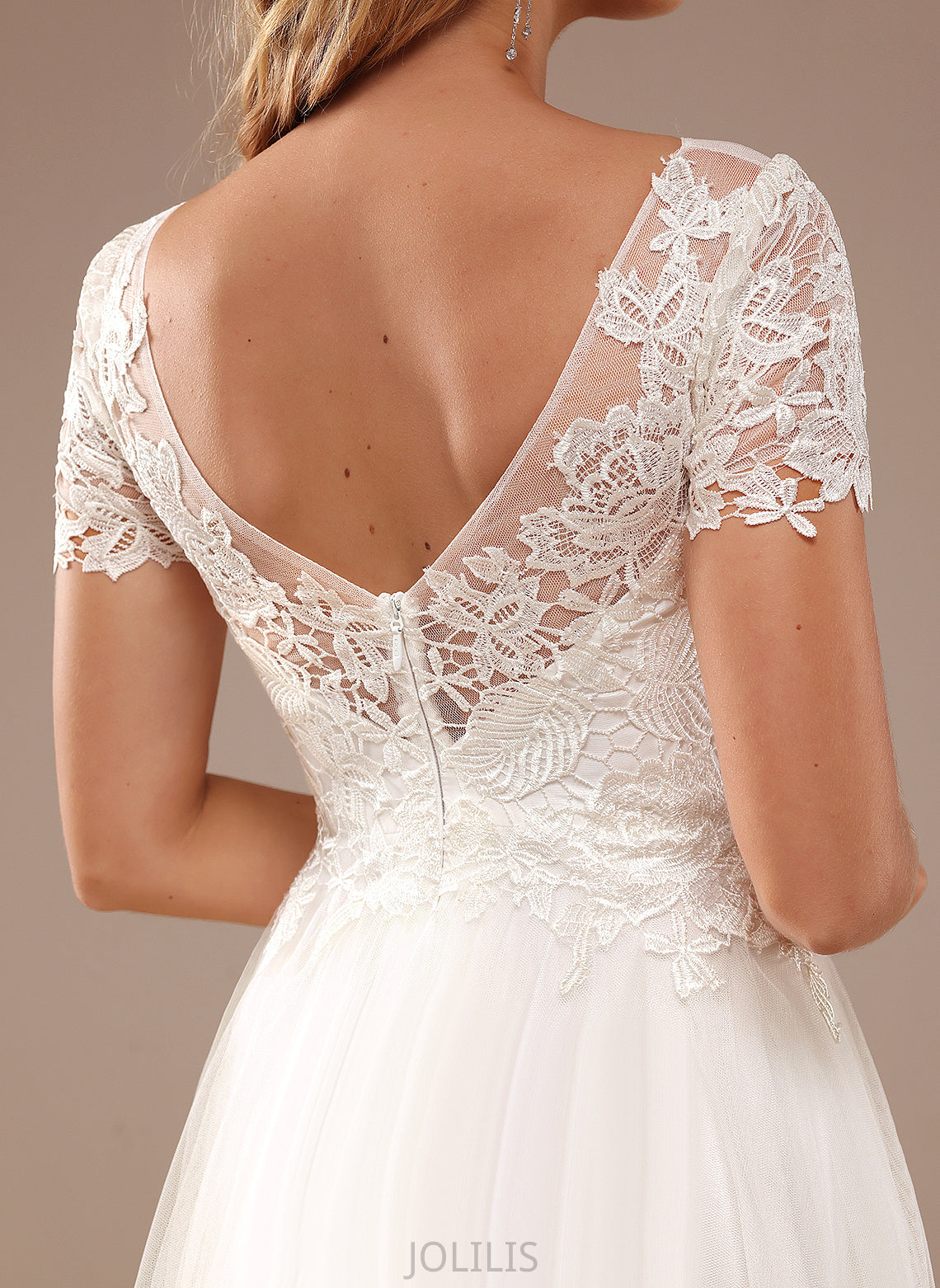 Neck Abbie Lace Wedding Wedding Dresses Dress Scoop With Lace Tulle Floor-Length A-Line