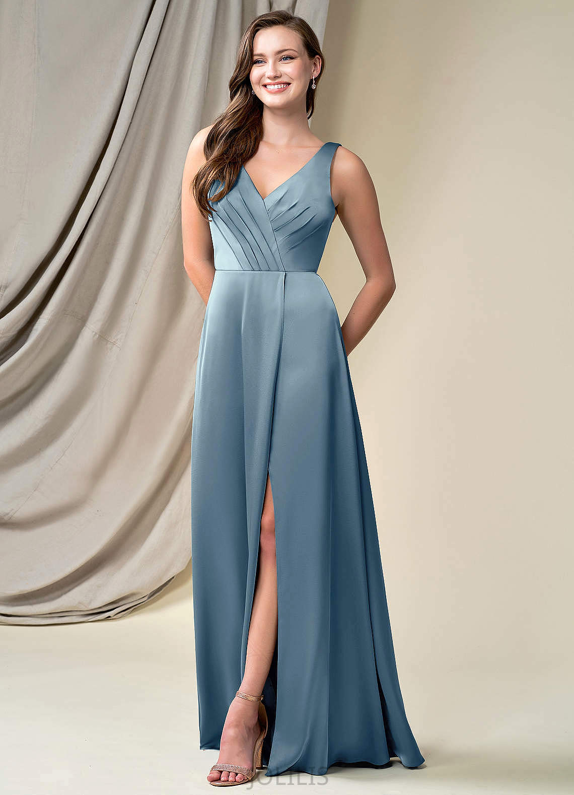 Lillie Floor Length Straps Sleeveless Natural Waist A-Line/Princess Bridesmaid Dresses