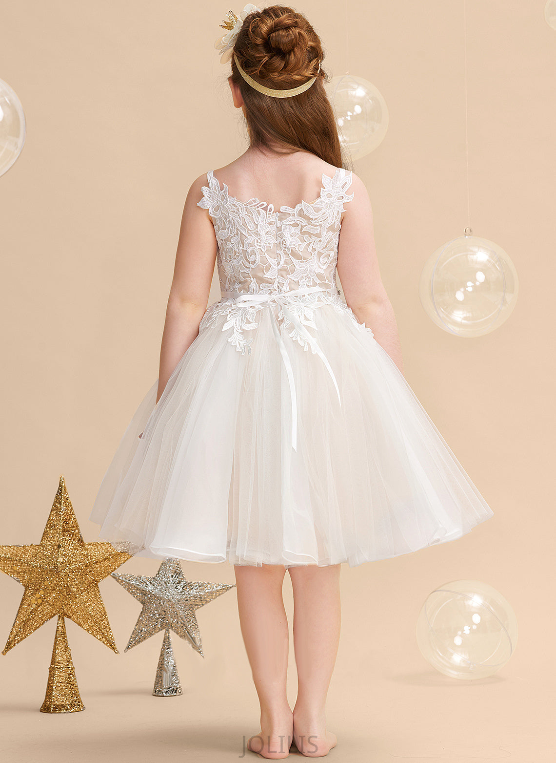 Tulle/Lace Girl Straps Elsa - Dress A-Line Sleeveless Knee-length Flower Flower Girl Dresses