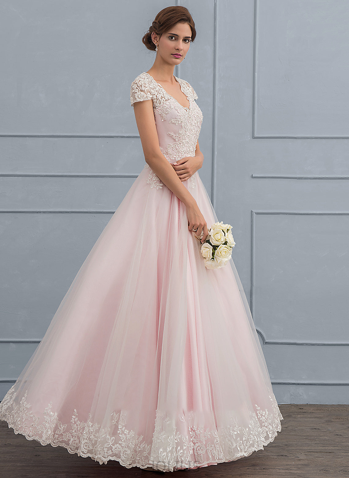 Sequins Ball-Gown/Princess Beading V-neck Floor-Length Wedding Dresses Wedding Tulle Dress Melody With