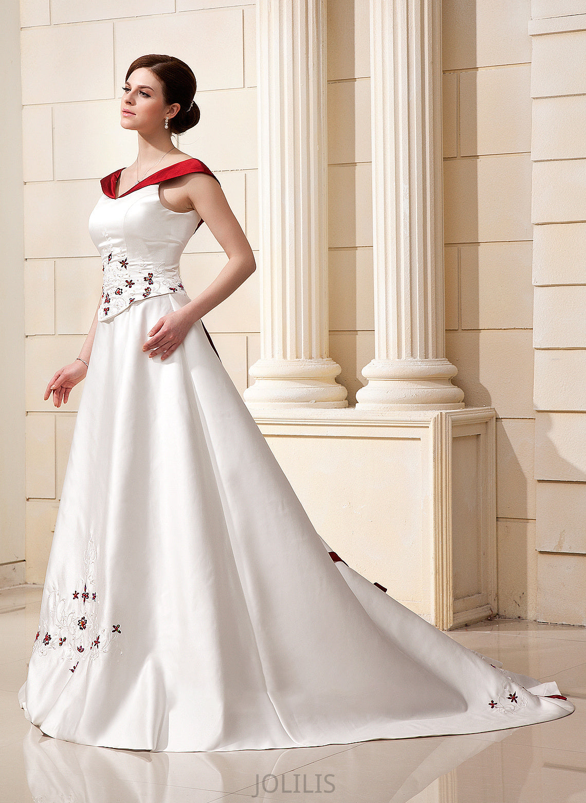 Dress Train Flower(s) Janiah With Chapel Satin Beading Ball-Gown/Princess Wedding Wedding Dresses