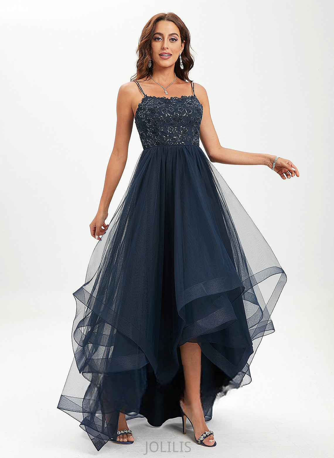 Asymmetrical Ball-Gown/Princess Lace Sequins Scoop Prom Dresses Patti With