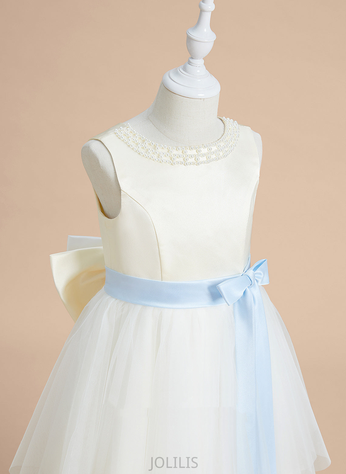 Girl Scoop Flower Girl Dresses Neck Tea-length A-Line Sleeveless Daniela Dress Flower With - Sash/Beading/Bow(s) Satin/Tulle