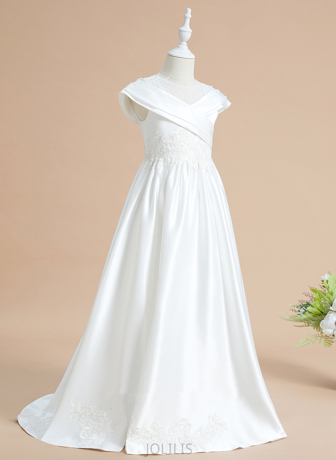 Scoop Danielle Ball-Gown/Princess Flower - Dress Satin/Lace Flower Girl Dresses Neck Sleeveless Girl Train Sweep