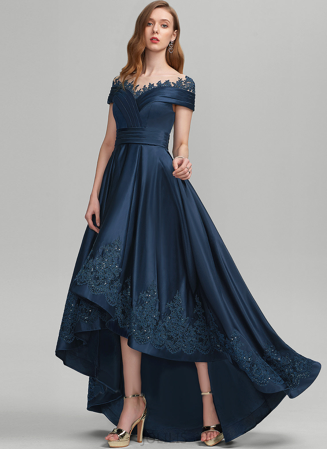 With Satin Alessandra Prom Dresses Asymmetrical Scoop Sequins Lace Ball-Gown/Princess