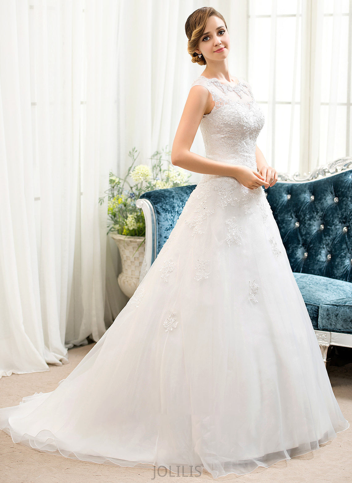 Sweep Tulle Dress Beading Suzanne Organza Wedding Dresses With Wedding Illusion Ball-Gown/Princess Train Sequins